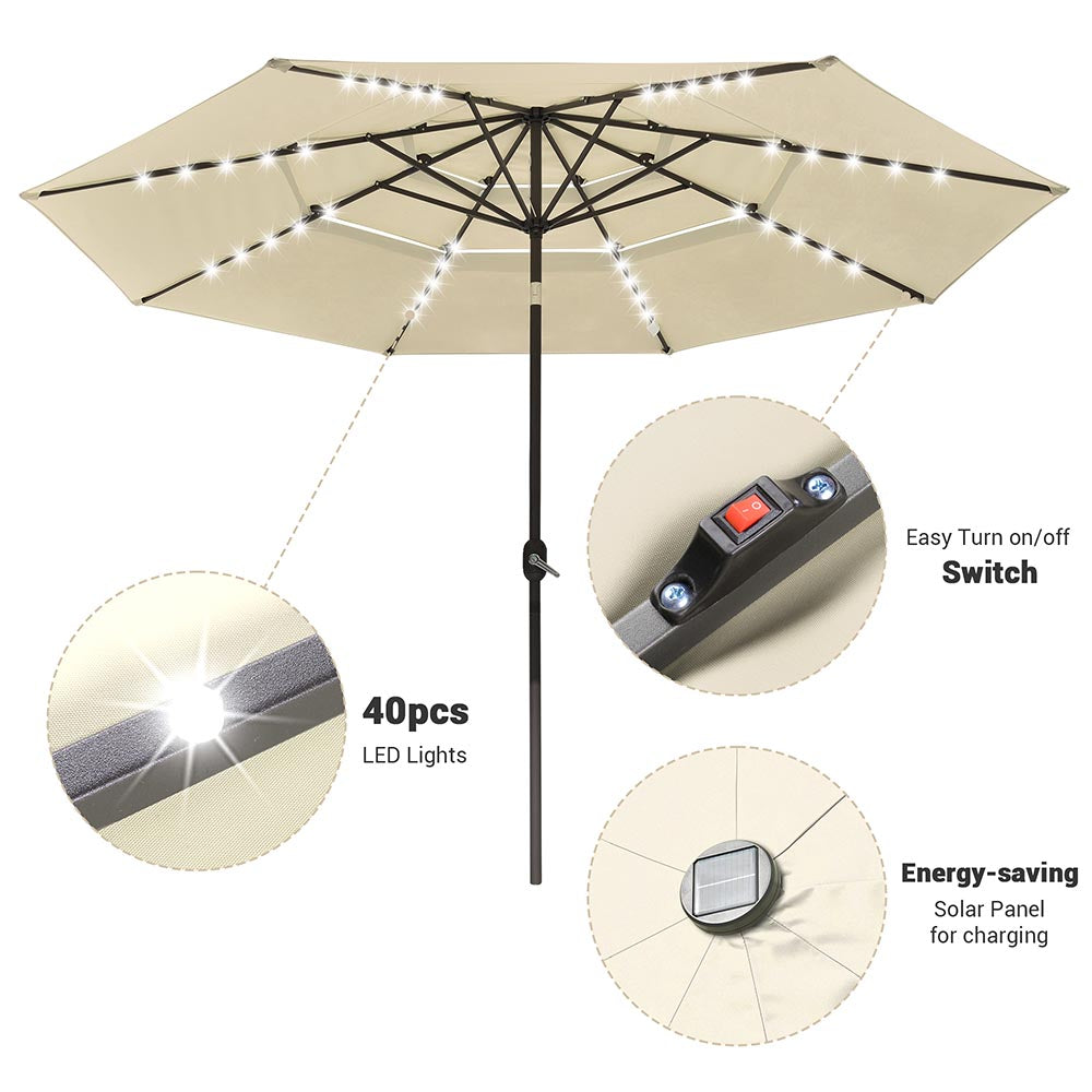 DIY 11 Foot Tilting Patio Umbrella with Light 3-Tiered DIY 11 Foot Tilting Patio Umbrella with Light 3-Tiered