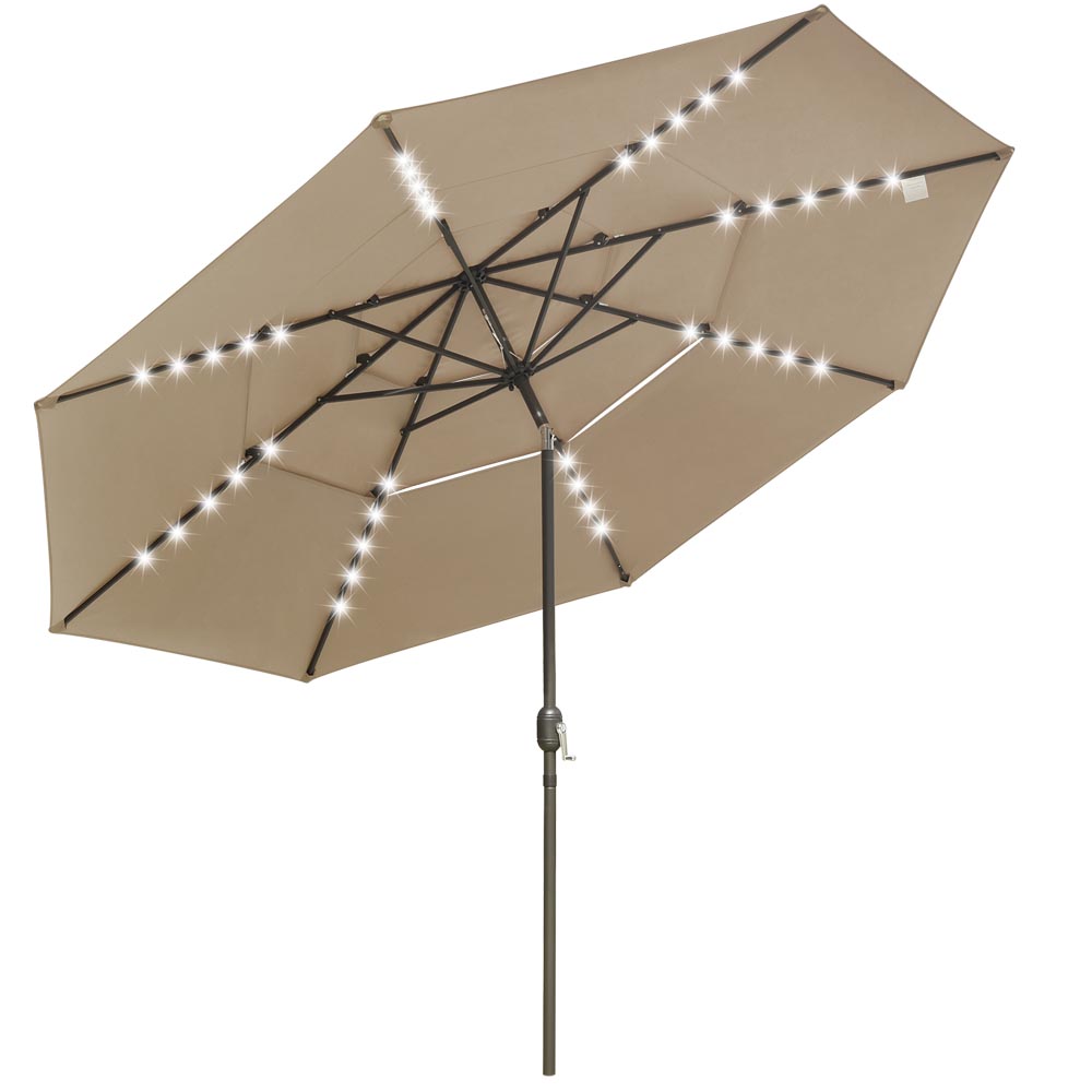 DIY 11 Foot Tilting Patio Umbrella with Light 3-Tiered DIY 11 Foot Tilting Patio Umbrella with Light 3-Tiered