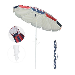 7 ft Colorful Beach Umbrella Tilt & Built-in Sand Anchor