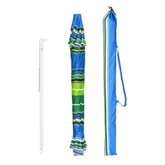 7 ft Colorful Beach Umbrella Tilt & Built-in Sand Anchor