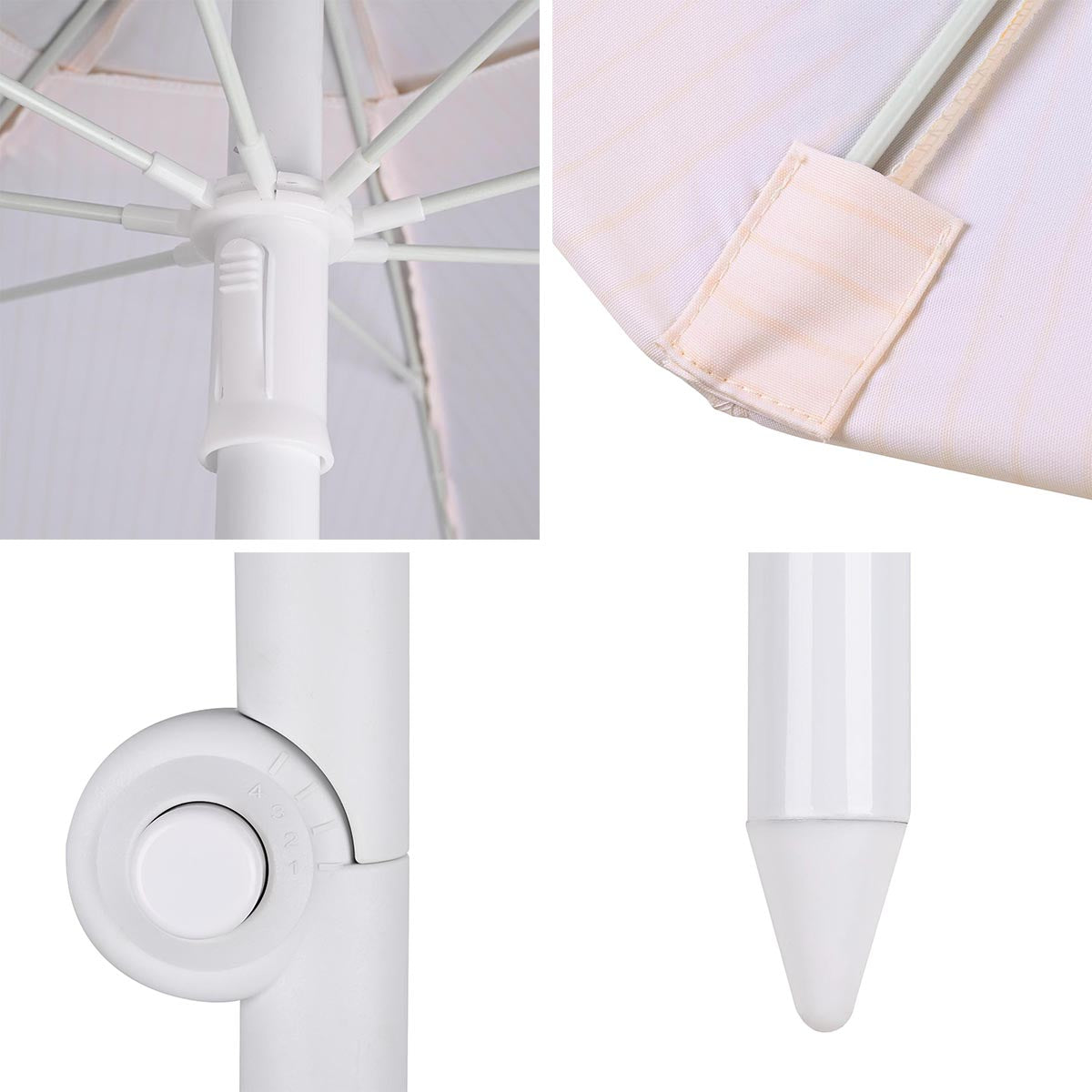 6ft half patio umbrella DIY 6 ft 8-Rib Fringe Beach Umbrella Tilt with Sand Auger Anchor