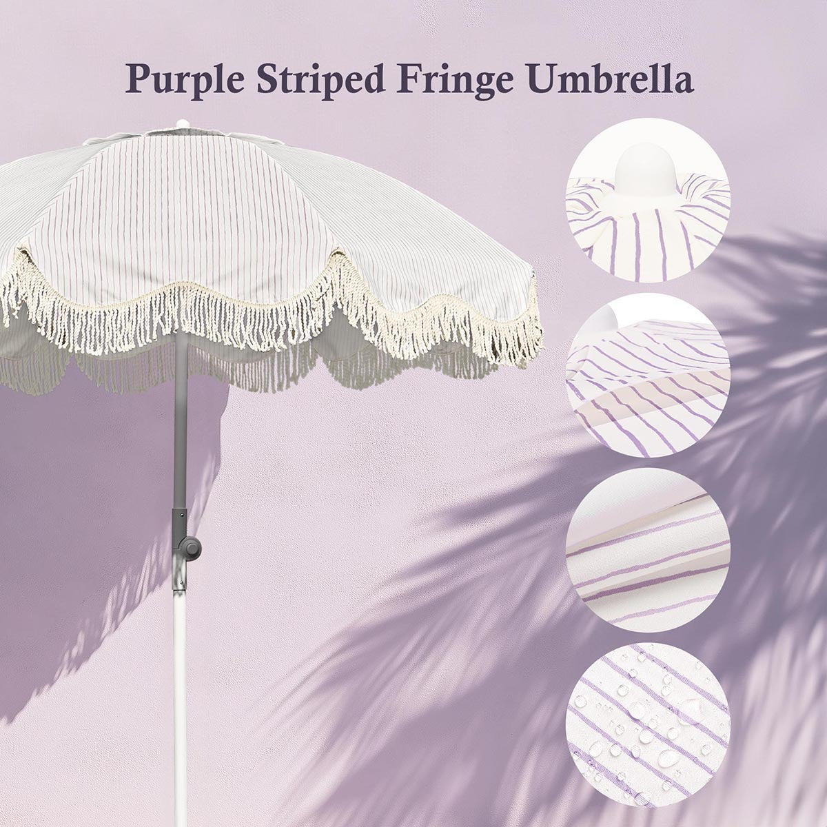 diy lace patio umbrella DIY 6 ft 8-Rib Fringe Beach Umbrella Tilt with Sand Auger Anchor