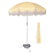 DIY 6ft Beach Umbrella with Fringe and Portable Stand Base