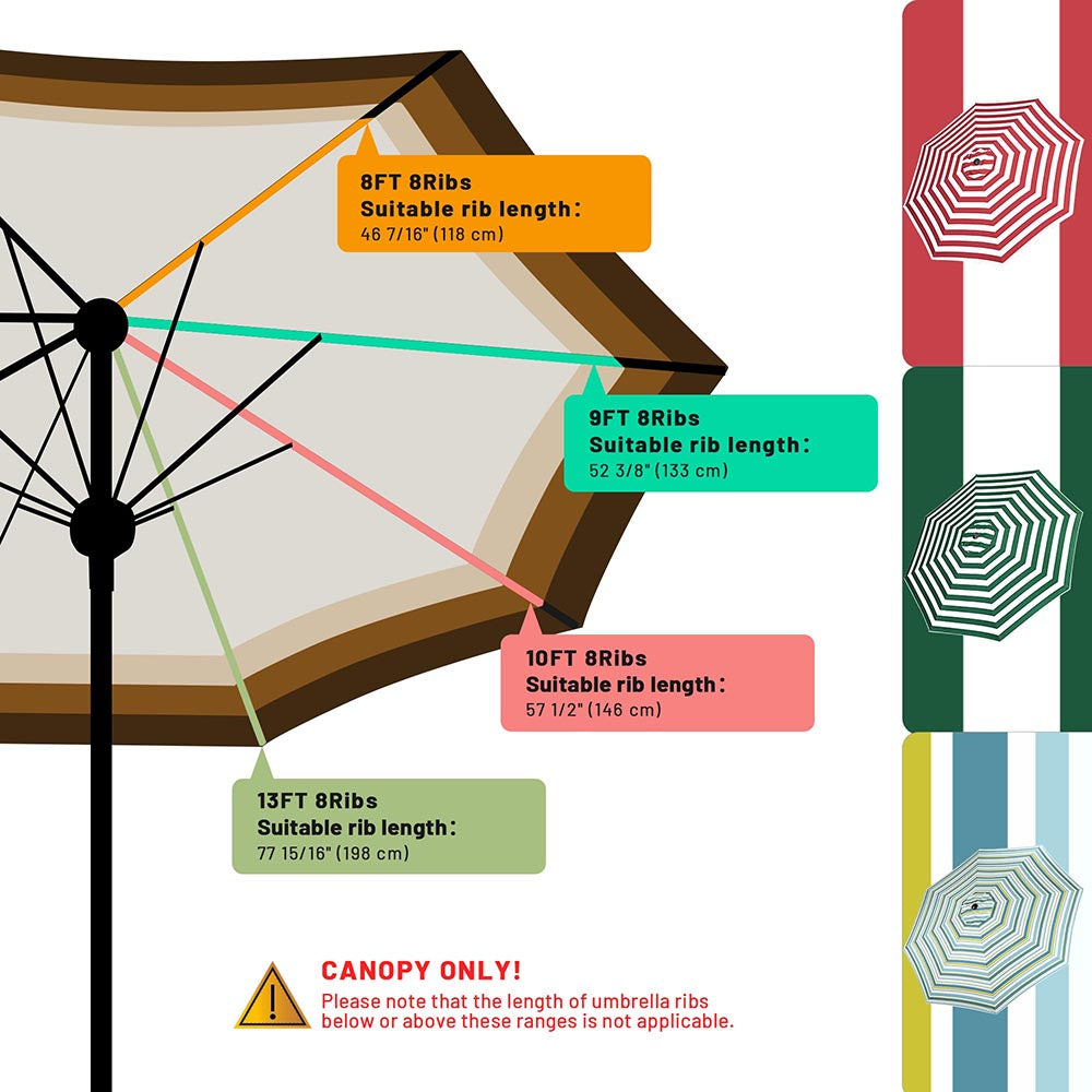 23 Colori + 2,7 m Market Umbrella Replacement Canopy 23 Colori + 2,7 m Market Umbrella Replacement Canopy