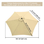 DIY 9 ft 6-Rib Patio and Market Umbrella Replacement Canopy