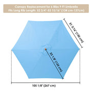 DIY 9 ft 6-Rib Patio and Market Umbrella Replacement Canopy (Preorder)