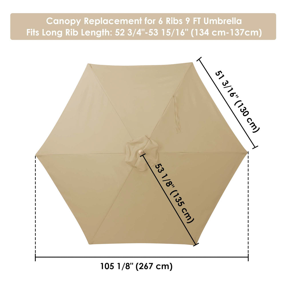 DIY 9 ft 6-Rib Patio and Market Umbrella Replacement Canopy