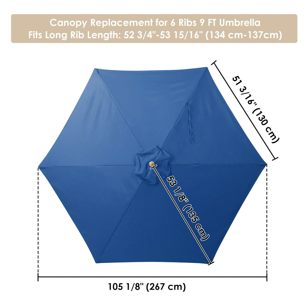 DIY 9 ft 6-Rib Patio and Market Umbrella Replacement Canopy