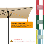 10x6.5 Foot Rectangular Patio Outdoor Umbrella Canopy Replacement