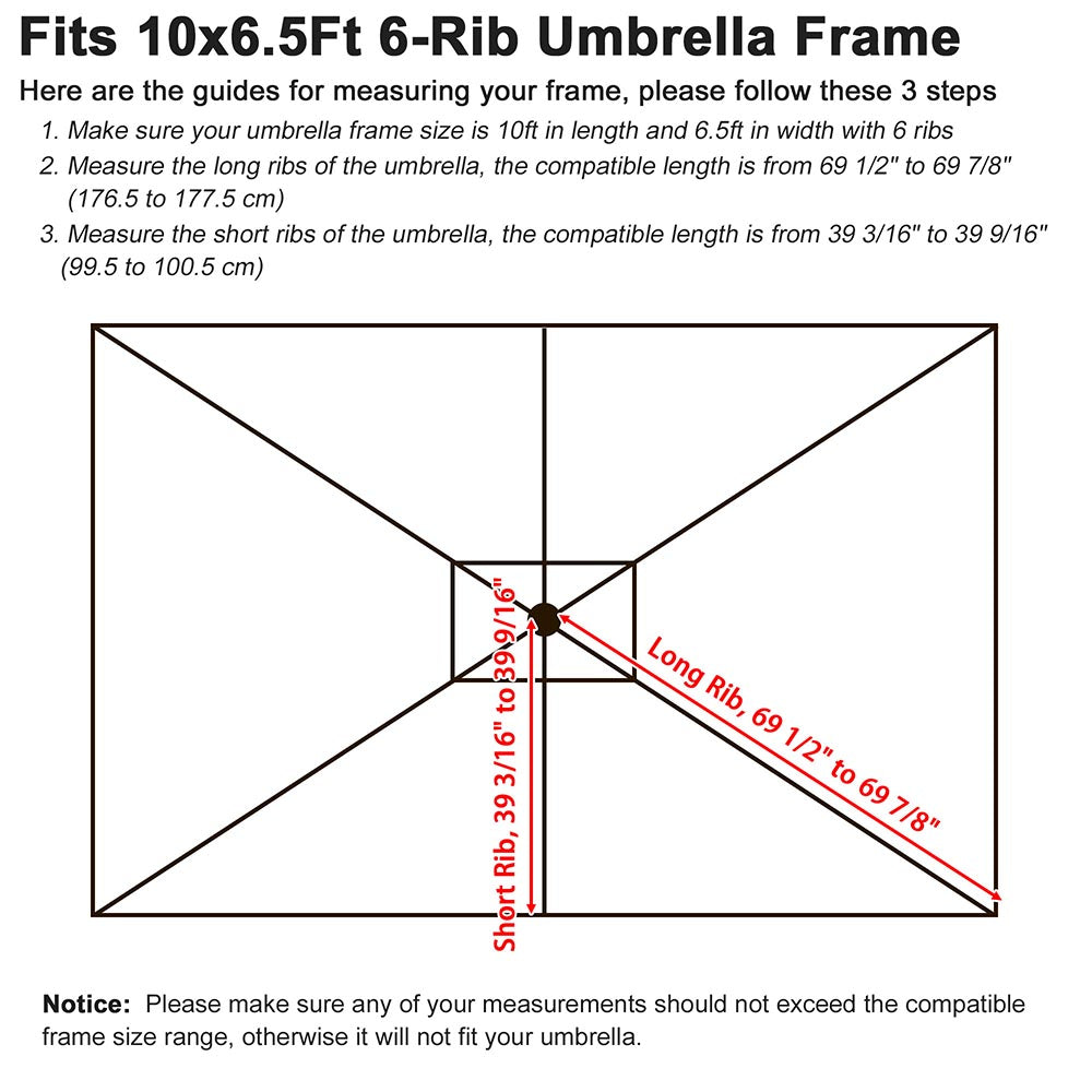 7.5 ft square patio umbrella replacement canopy DIY 10x6.5 Foot Rectangular Patio Outdoor Umbrella Canopy Replacement