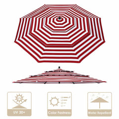 11 ft Patio Umbrella Replacement Canopy 8-Rib 3-Tiered