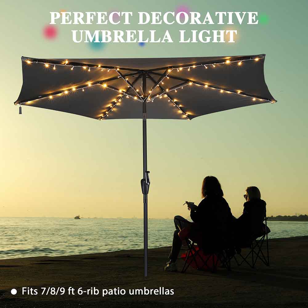 7 ft patio umbrella with lights DIY Outdoor Umbrella Lights Solar Day Night Sensor 7-9ft 6-Rib