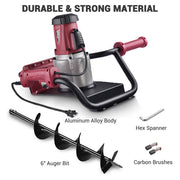DIY 1500w Electric Post Hole Digger with 6" Fence Post Drill