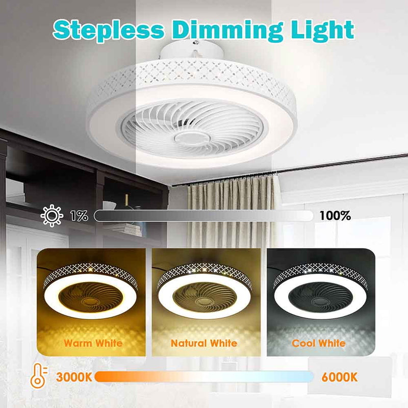 DIY Bedroom Ceiling Fan with Light Remote & App Control, 20"