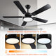 DIY Living Room 52" Black Ceiling Fan with 3-Light & Remote Control
