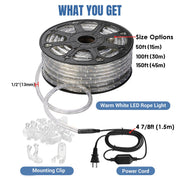 DIY Warm White Rope Lights Outdoor - 120V, 1/2"(13mm), Plug-in