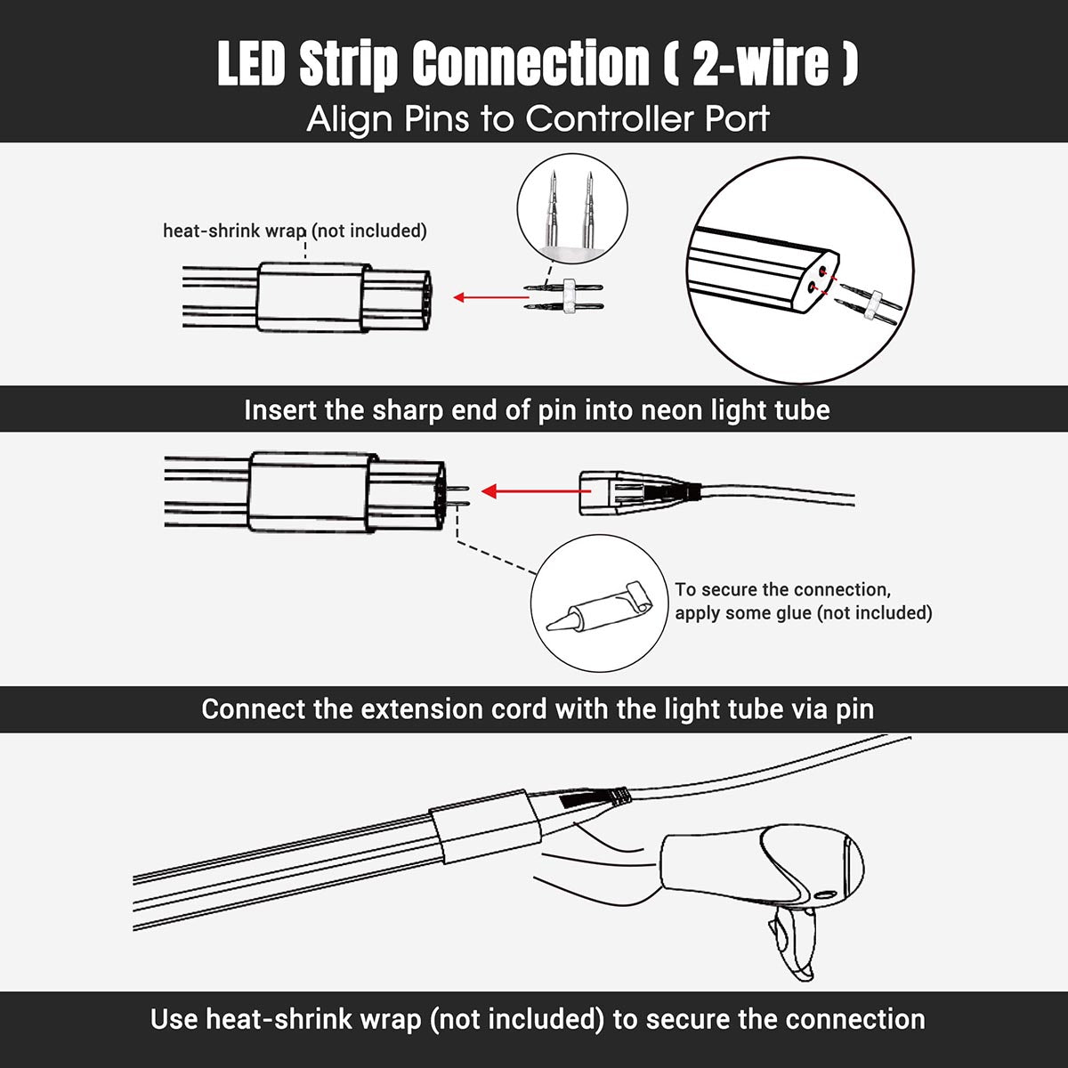 Remote 110 Light DIY 110V Controller + RF Remote for LED Neon Light Warm White(2700K)