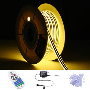 DIY 120V Waterproof LED Neon Rope Light 2700K RF Remote 50ft