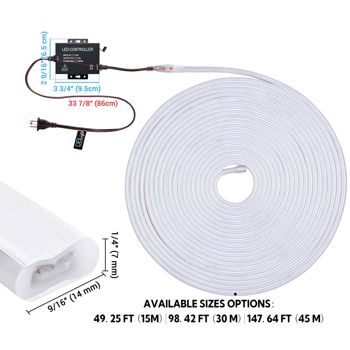 Diy Rope Led DIY 120V Waterproof LED Neon Rope Light 2700K RF Remote