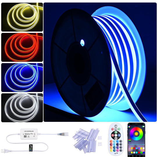 DIY 100ft Waterproof LED Neon Rope Light Multi-Color(16) App RF Remote