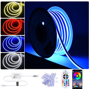 DIY 50ft Waterproof LED Neon Rope Light RGBW App RF Remote 120V