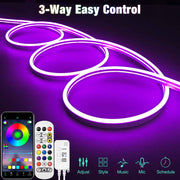 Set(2) 16ft Silicone LED Neon Rope Light Remote APP Control