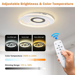 4-Circle Ring Ceiling Light Flush Mount with Remote 70W 30