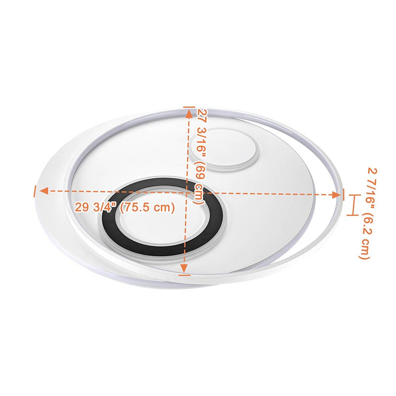 4-Circle Ring Ceiling Light Flush Mount with Remote 70W 30"