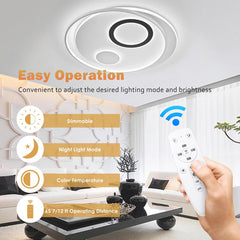 4-Circle Ring Ceiling Light Flush Mount with Remote 70W 30