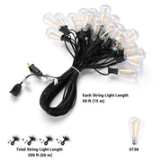 DIY 110V Dimmable Festoon String Lights (4x50ft) 100Bulbs Waterproof