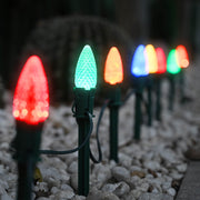 DIY 100ft C9 Christmas Light Pathway Set with Ground Stakes