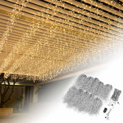 DIY 120V LED Icicle Lights 29.5ft, 10 Strands, 9,000 5mm LEDs, 4" Drop Spacing