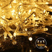 DIY 120V LED Icicle Lights 29.5ft, 10 Strands, 9,000 5mm LEDs, 4" Drop Spacing