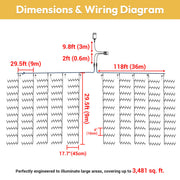 DIY 120V LED Icicle Lights 29.5ft, 10 Strands, 9,000 5mm LEDs, 4" Drop Spacing
