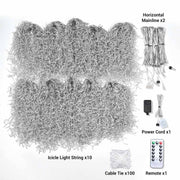 DIY 120V LED Icicle Lights 29.5ft, 10 Strands, 9,000 5mm LEDs, 4" Drop Spacing