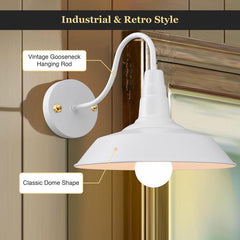 Industrial Barn Style Light Wall Lamp White 14 in
