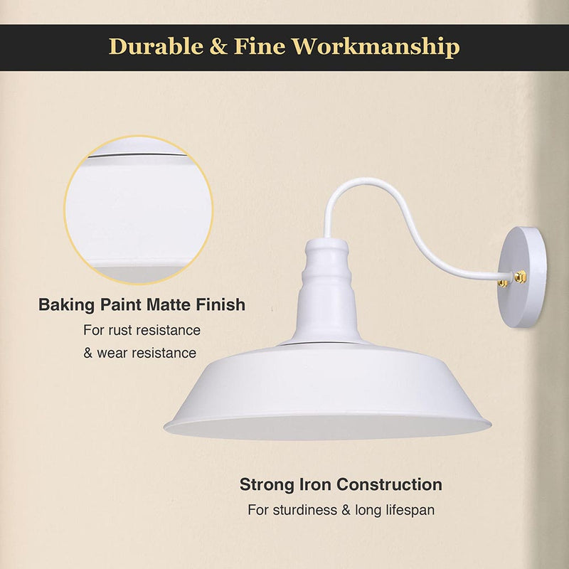 Industrial Barn Style Light Wall Lamp White 14 in