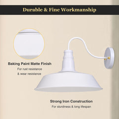Industrial Barn Style Light Wall Lamp White 14 in