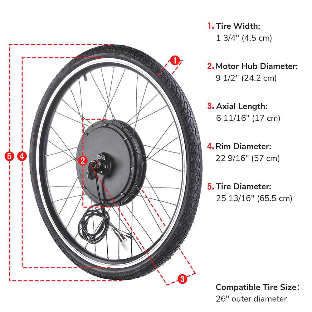 wheel electric bicycle motor kit DIY 26 Inch 48v 1000w Electric Bike Conversion Motor Kit Front