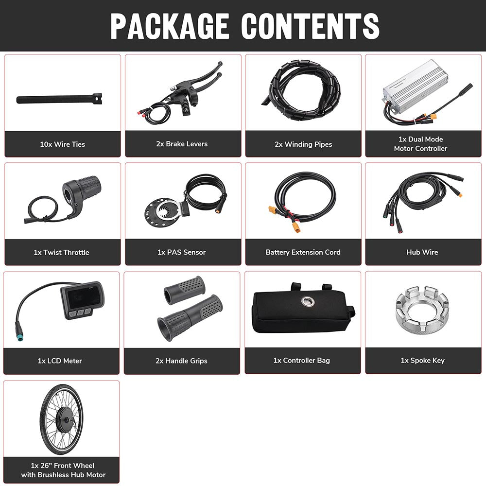 electric bicycle assist kit DIY 26 Inch 48v 1000w Ebike Conversion Kit Pedal Assist Front