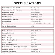 DIY 26 Inch 1000w Fat Tire Ebike Conversion Kit Front Pedal Assist