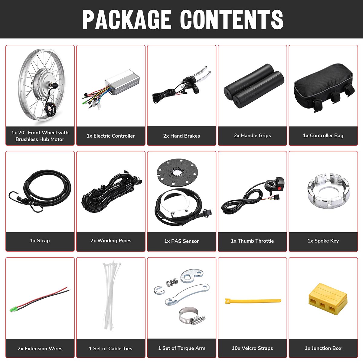 24 electric bicycle kit DIY 24 Inch 36v 750w E-Bike Hub Motor Conversion Kit Front