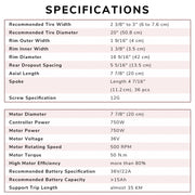 DIY 20 Inch 36v 750w E-Bike Hub Motor Conversion Kit Rear