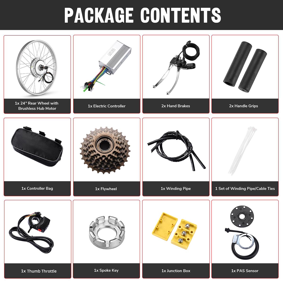 DIY 24 Inch 36v 750w E-Bike Hub Motor Conversion Kit Rear DIY 24 Inch 36v 750w E-Bike Hub Motor Conversion Kit Rear