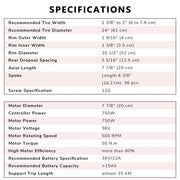 DIY 24 Inch 36v 750w E-Bike Hub Motor Conversion Kit Rear