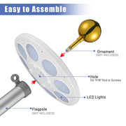 DIY Solar Flagpole Light Top Mounted D11/16"