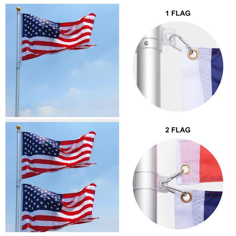 25 ft Aluminum Telescoping Flagpole Kit w/ US Flag