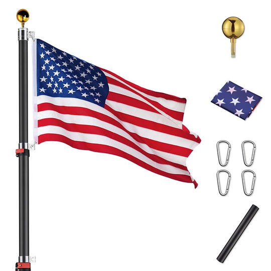 DIY 25 ft Aluminum Telescoping Flagpole Kit w/ US Flag