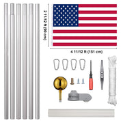 DIY 20 ft Aluminum Sectional Flagpole Kit with American Flag