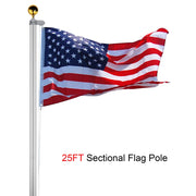 DIY 25 ft Aluminum Sectional Flagpole Kit with American Flag